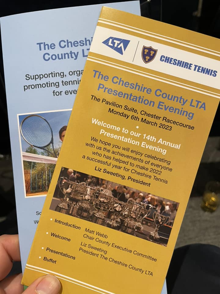 Photo of the Cheshire LTA Programme of events for the presentation evening